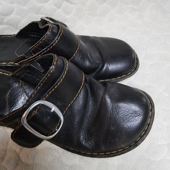 Born black leather mules clogs slip ons wedge heel 8 39 - Picture 6 of 8